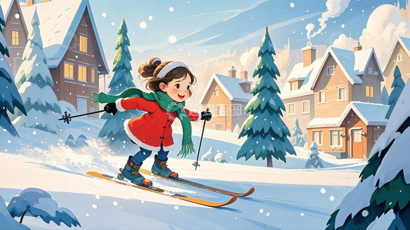 高清大图下载【趣麦麦图】冬季冬天滑雪背景