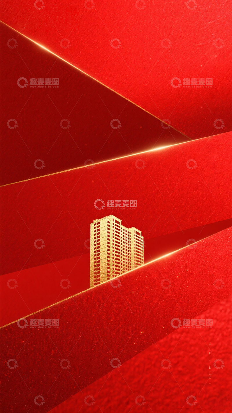 高清大图下载【趣麦麦图】红色金粉城市背景1