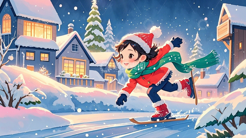 高清大图下载【趣麦麦图】冬季冬天滑雪背景1