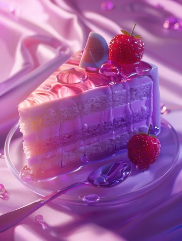 粉色美味蒙昧草莓蛋糕AI壁纸高清图片背景3