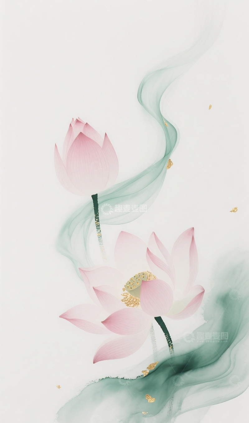 高清大图下载【趣麦麦图】荷花水墨画5