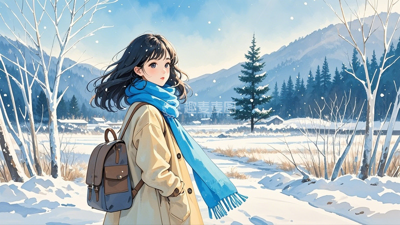 高清大图下载【趣麦麦图】冬季冬天人物背景