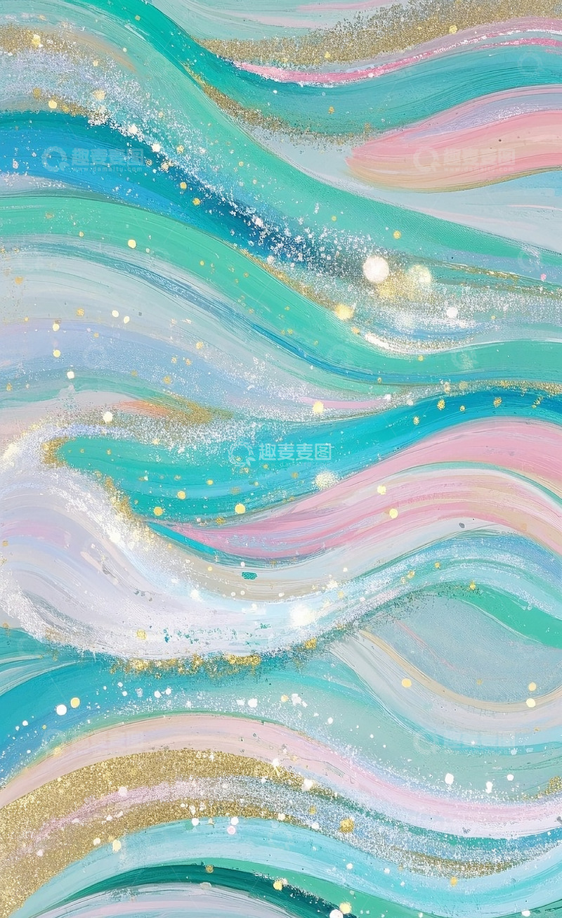 高清大图下载【趣麦麦图】金箔岩彩背景7