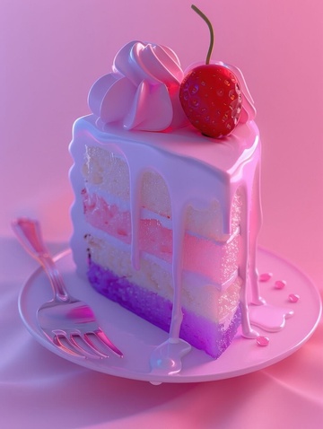粉色美味蒙昧草莓蛋糕AI壁纸高清图片背景1