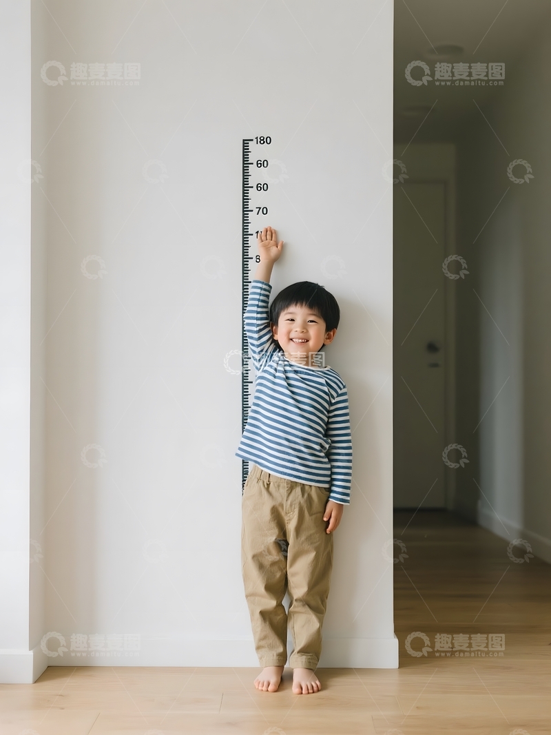 测量长高的儿童