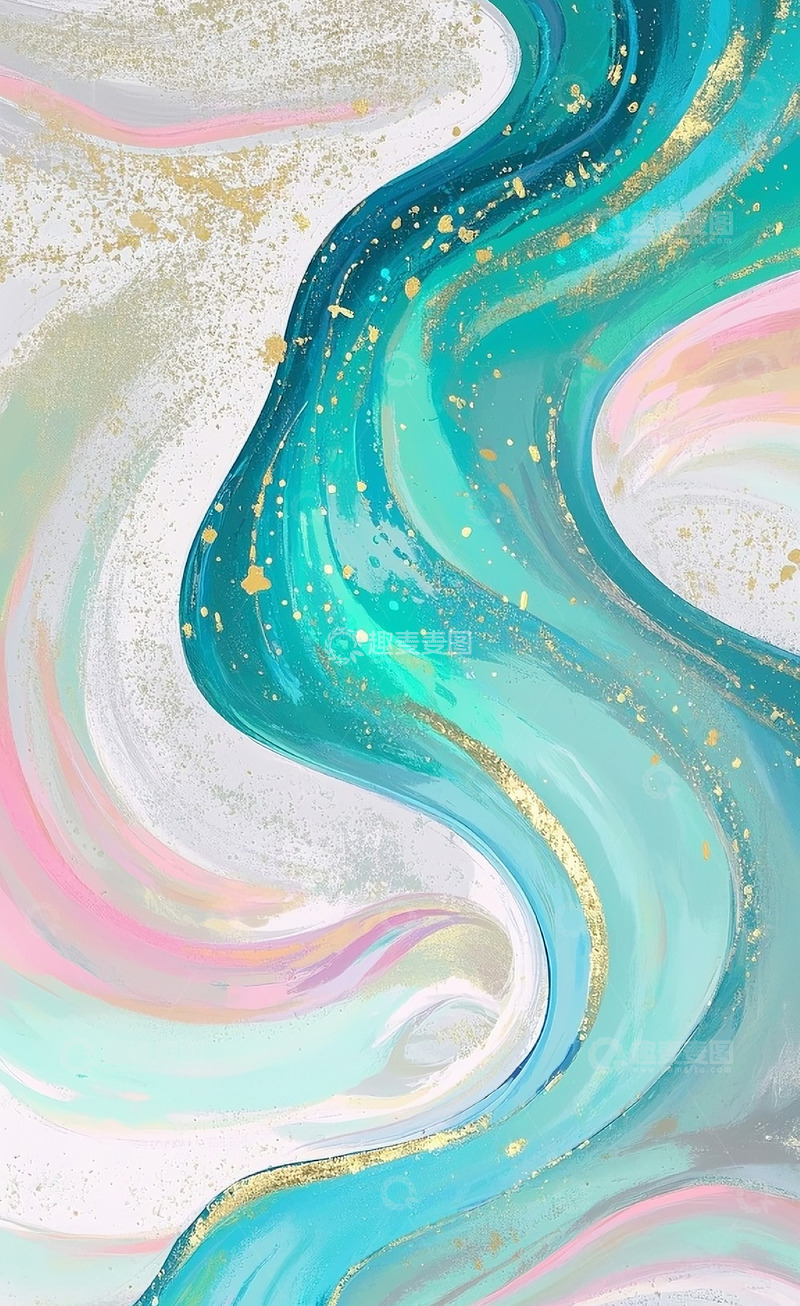 高清大图下载【趣麦麦图】金箔岩彩背景6