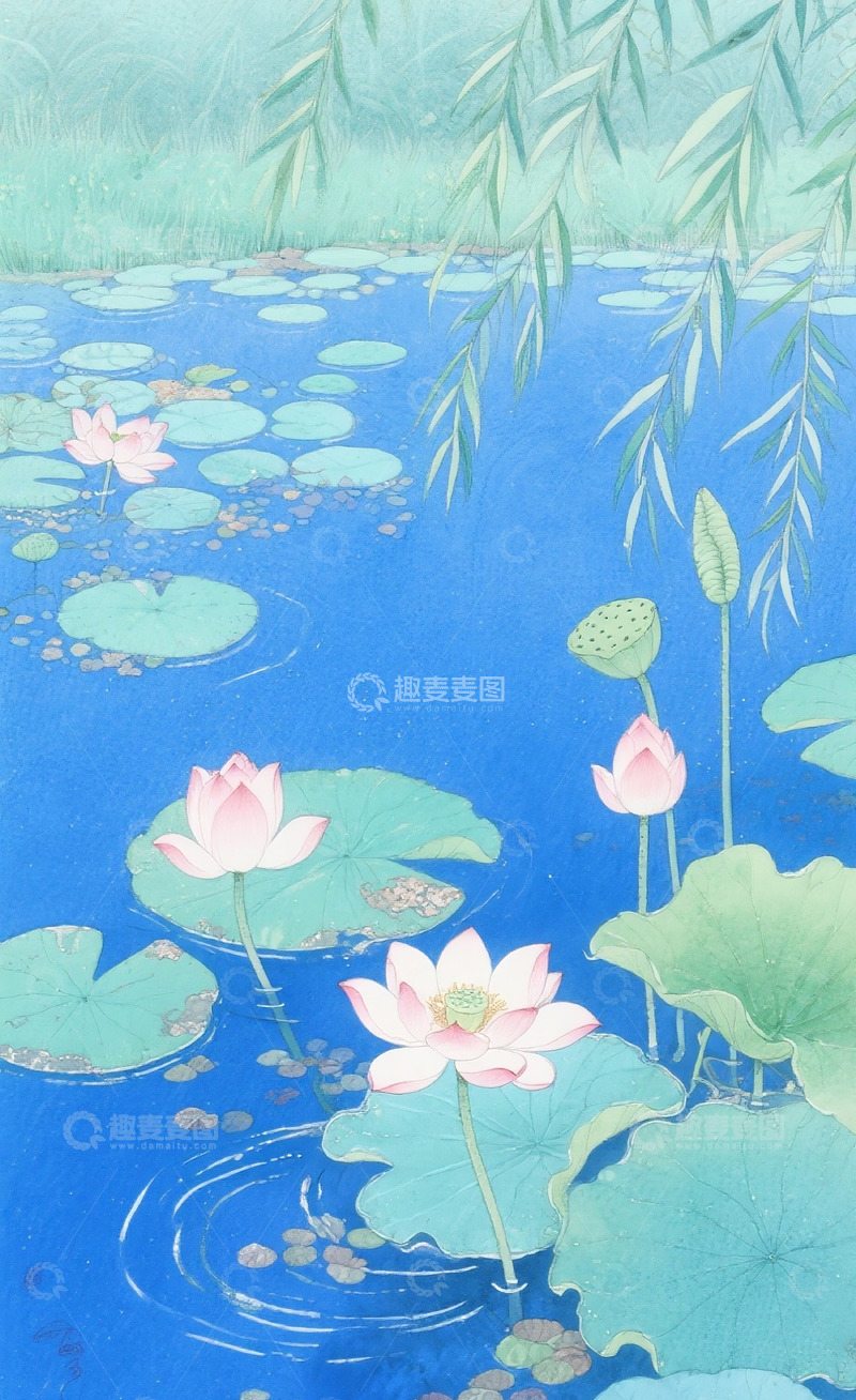 高清大图下载【趣麦麦图】水彩莲花1