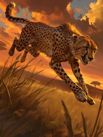 草原上奔跑的猎豹AI壁纸高清图片背景素材2