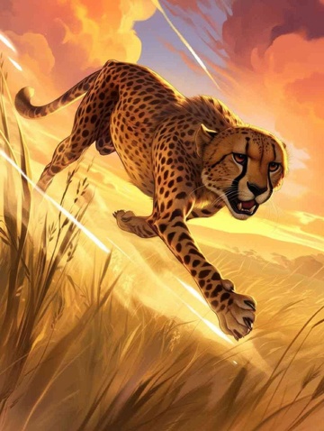 草原上奔跑的猎豹AI壁纸高清图片背景素材3