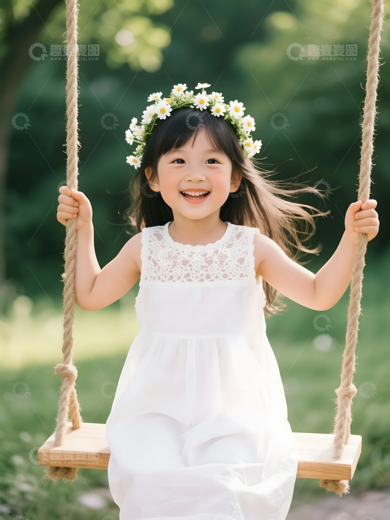 戴花环荡秋千的女孩3
