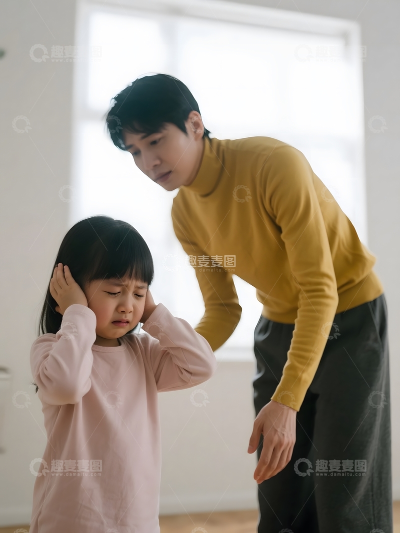 高清大图下载【趣麦麦图】孩子抗拒大人的瞬间