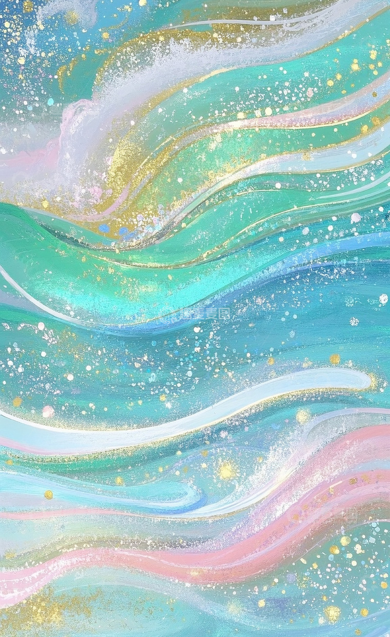 高清大图下载【趣麦麦图】金箔岩彩背景4