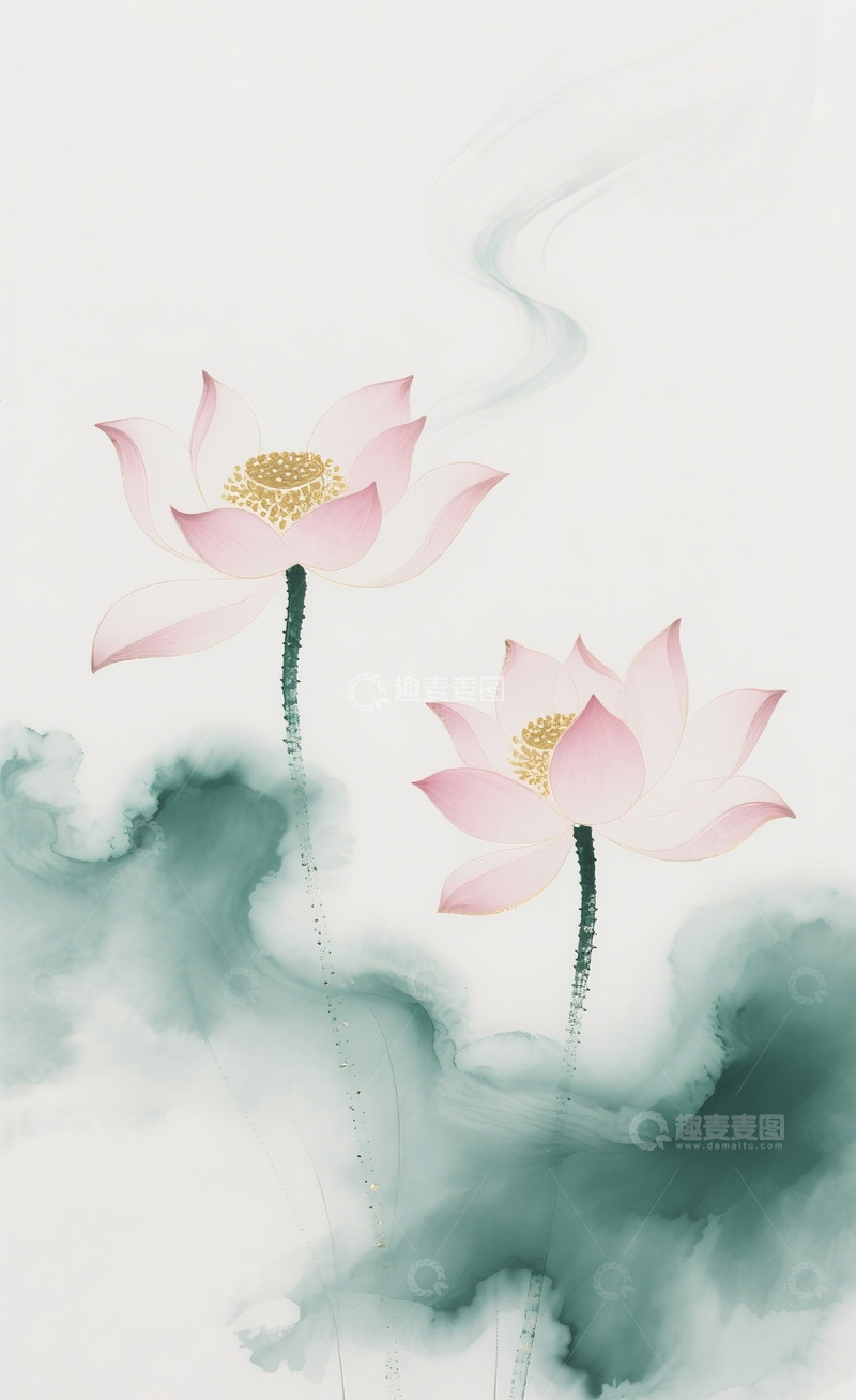 高清大图下载【趣麦麦图】水墨莲花14