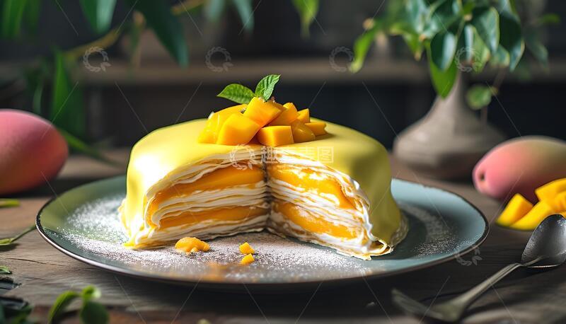 高清大图下载【趣麦麦图】芒果奶油千层