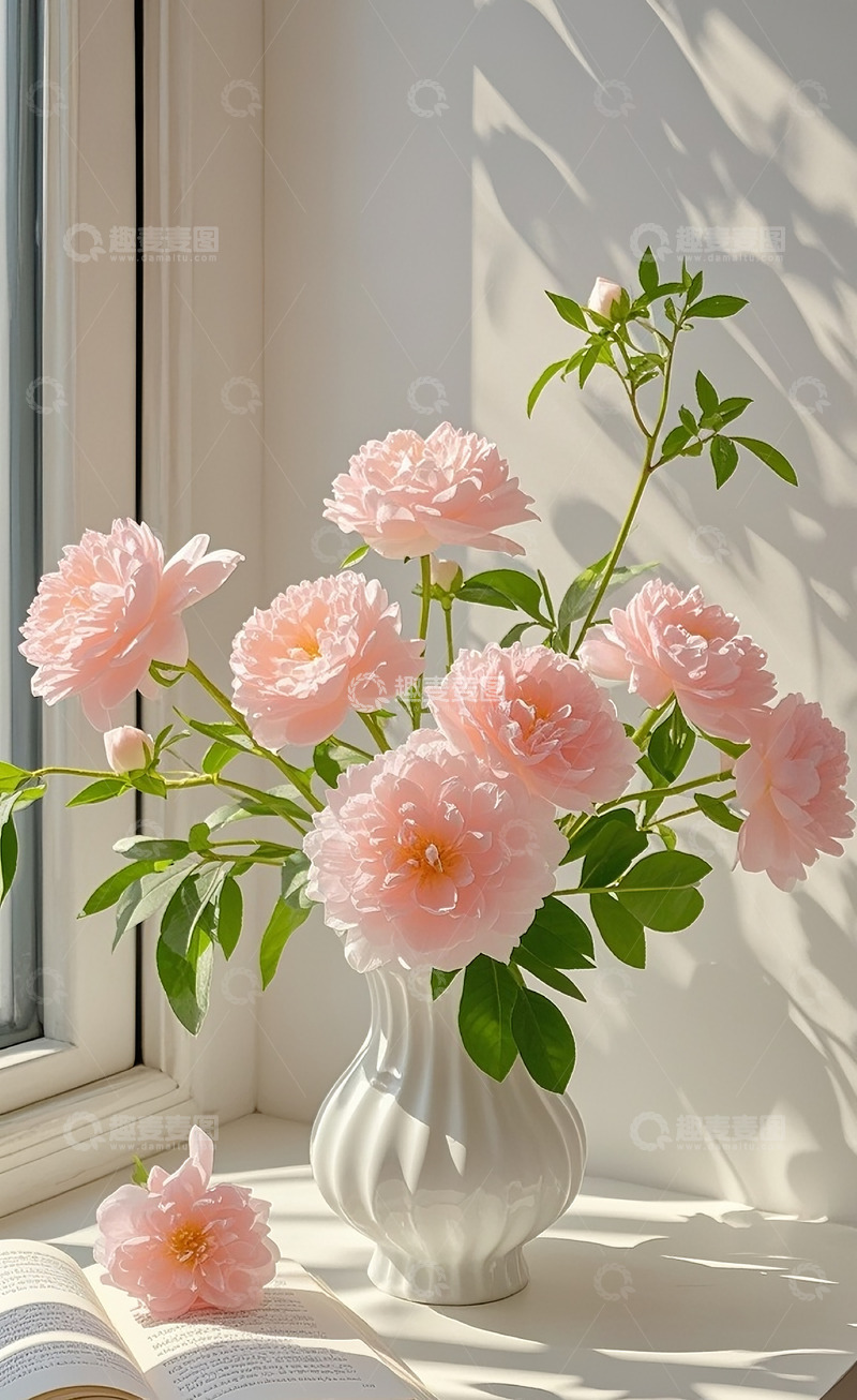 高清大图下载【趣麦麦图】窗台边的花瓶