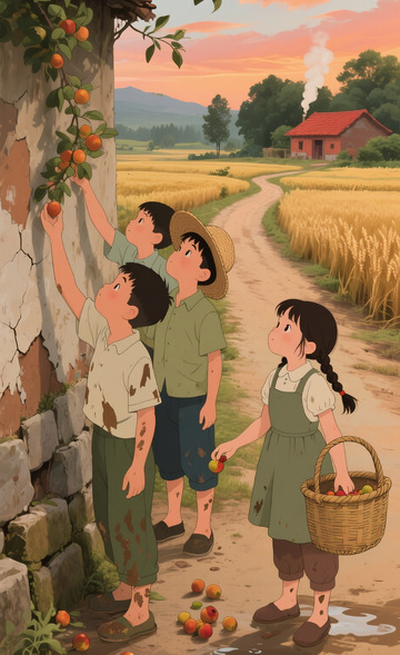 田园诗意儿童插画2