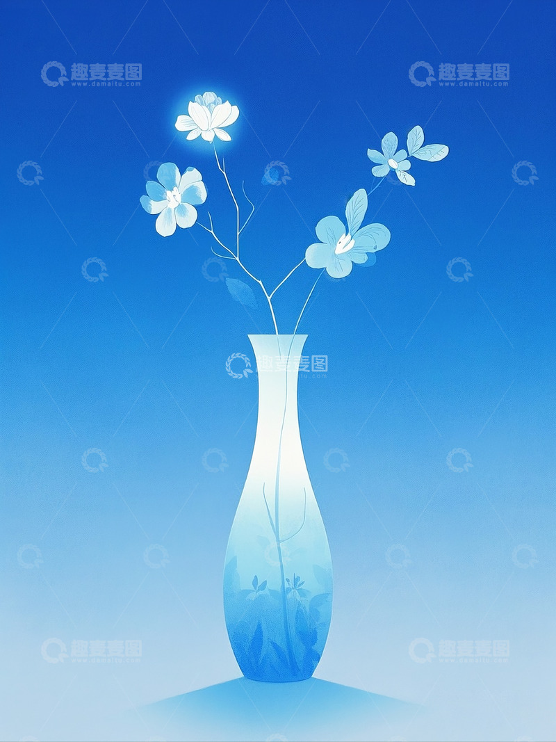 高清大图下载【趣麦麦图】新中式花瓶插画1