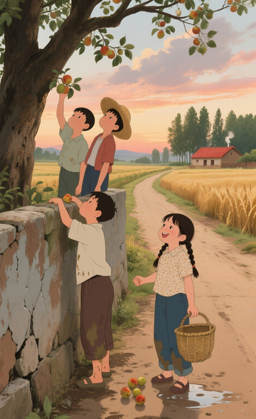 田园诗意儿童插画1