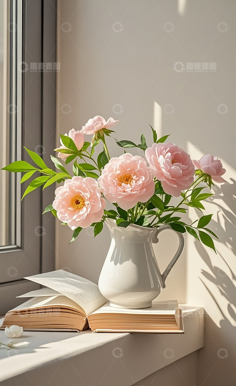 高清大图下载【趣麦麦图】窗台边的花瓶1
