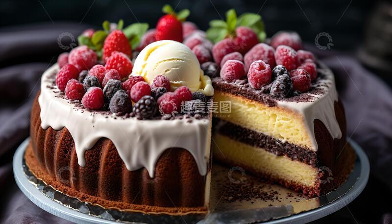 高清大图下载【趣麦麦图】双莓巧克力慕斯蛋糕1