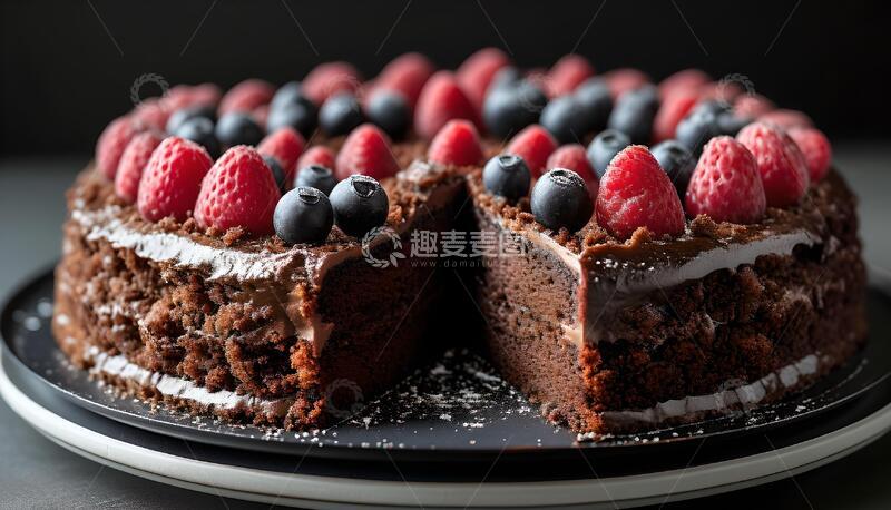 高清大图下载【趣麦麦图】双莓巧克力慕斯蛋糕