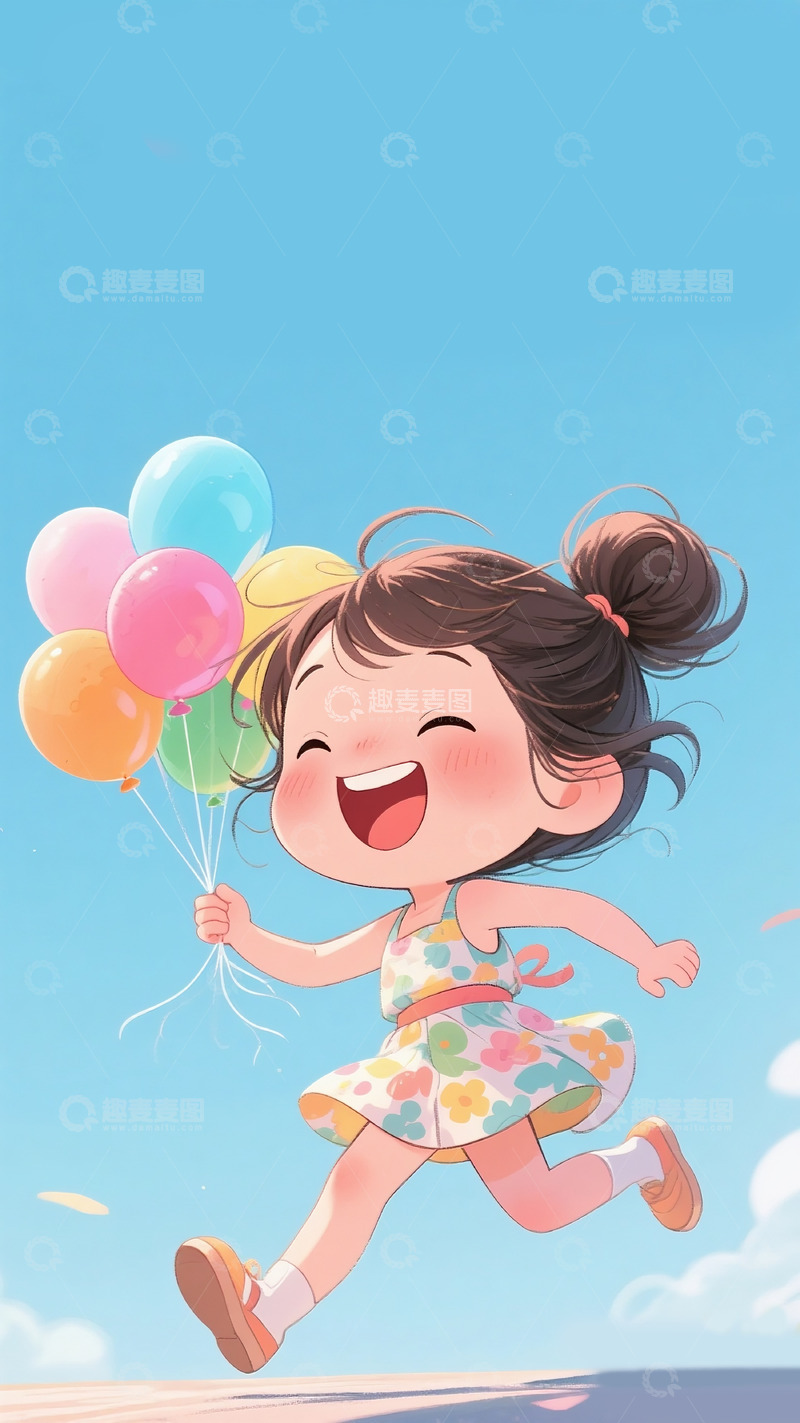 高清大图下载【趣麦麦图】奔跑的小女孩7
