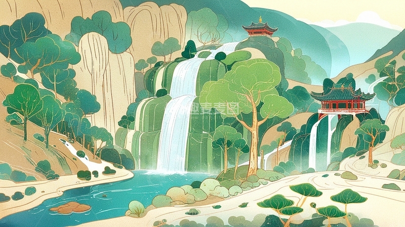 高清大图下载【趣麦麦图】国潮山水风景3