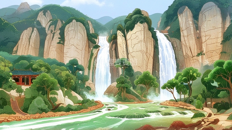 高清大图下载【趣麦麦图】国潮山水风景6