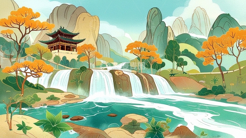 高清大图下载【趣麦麦图】国潮山水风景7