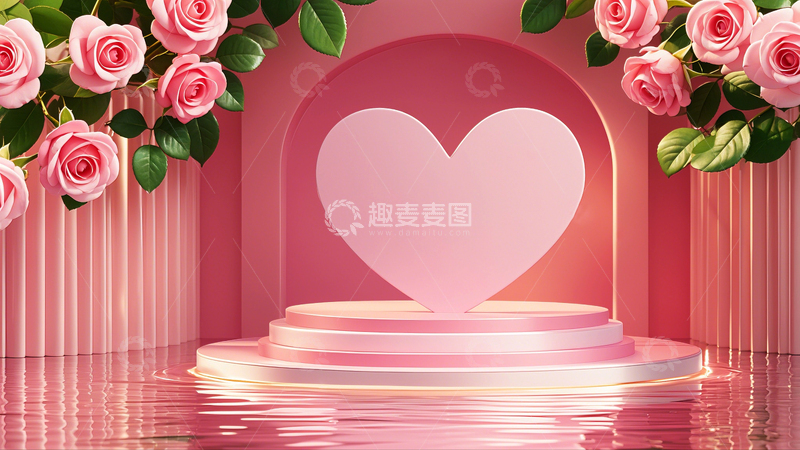 高清大图下载【趣麦麦图】情人节粉色电商展台2