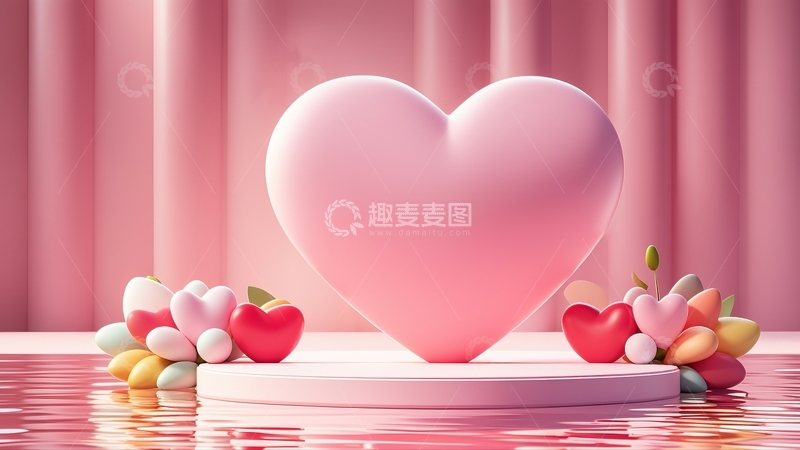 高清大图下载【趣麦麦图】情人节粉色电商展台8