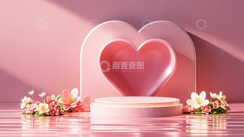 高清大图下载【趣麦麦图】情人节粉色电商展台9