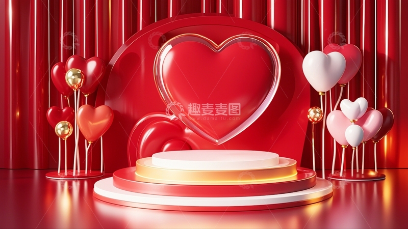 高清大图下载【趣麦麦图】情人节粉色电商展台6