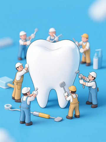 牙科广告图大牙齿迷你小人维护牙齿1