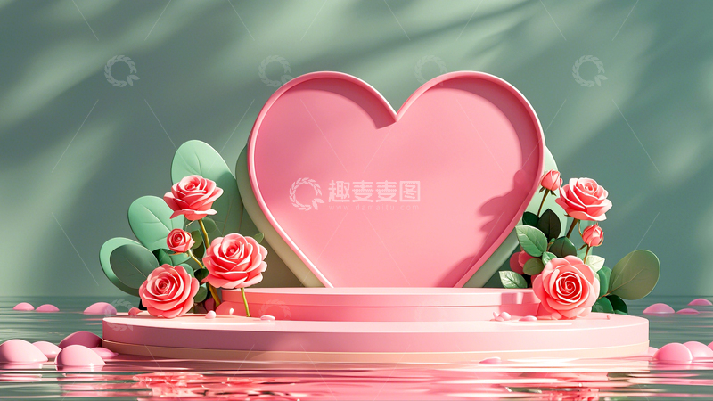 高清大图下载【趣麦麦图】情人节粉色电商展台