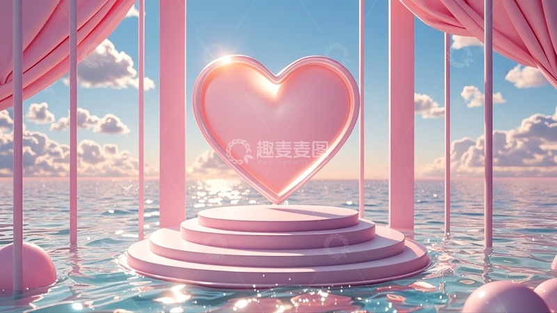 高清大图下载【趣麦麦图】粉色浪漫电商展台