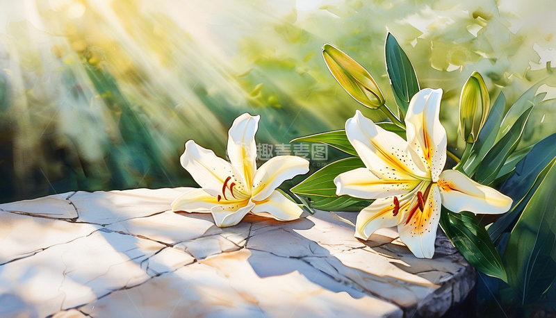 高清大图下载【趣麦麦图】绿色植物百合展台