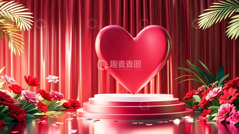 高清大图下载【趣麦麦图】情人节粉色电商展台5