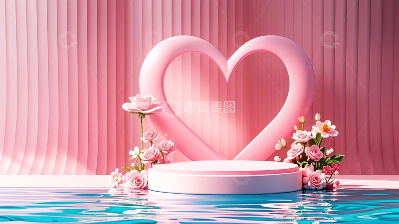 高清大图下载【趣麦麦图】情人节粉色电商展台4