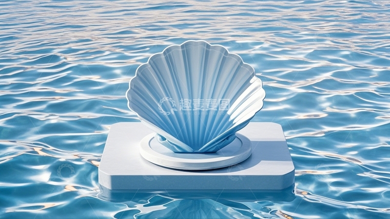 高清大图下载【趣麦麦图】蓝色贝壳产品展台7