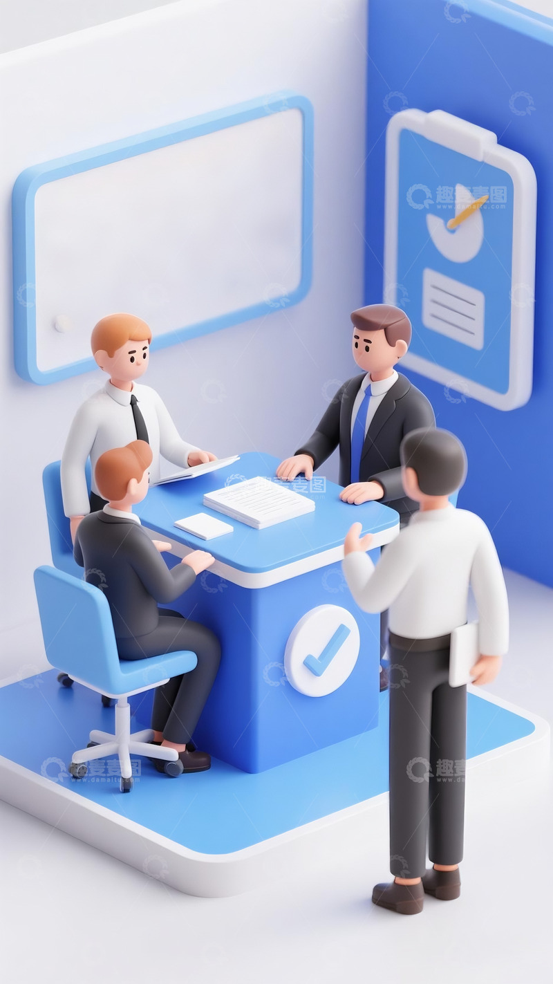 高清大图下载【趣麦麦图】招聘应聘商务人员白领3D渲染人物