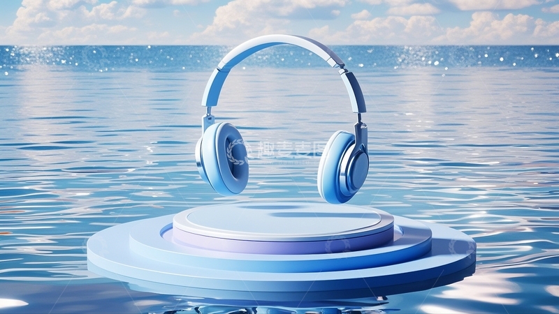 高清大图下载【趣麦麦图】蓝色自然耳机音乐节背景