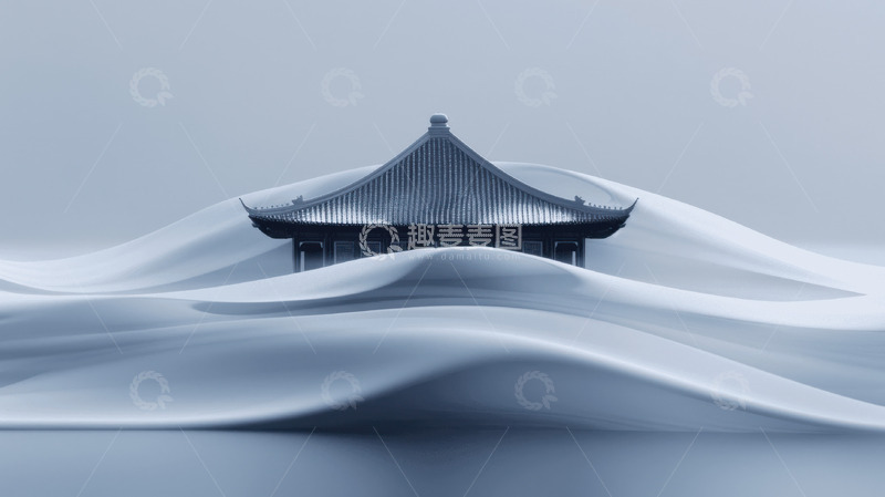 高清大图下载【趣麦麦图】云雾缭绕孤寡场景AI插画壁纸背景图片素材3