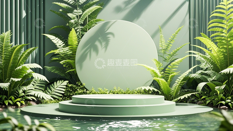 高清大图下载【趣麦麦图】绿色自然展台背景6