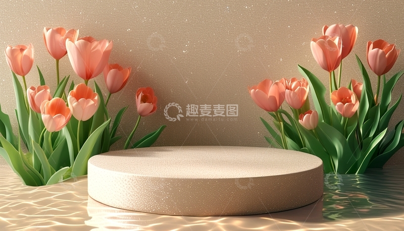 高清大图下载【趣麦麦图】郁金香植物花朵展台3