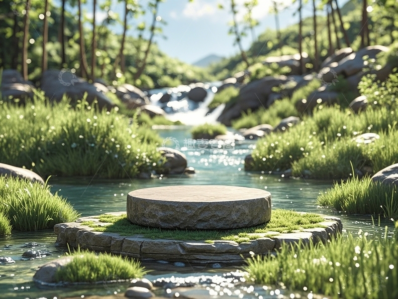 高清大图下载【趣麦麦图】绿色自然展台背景9