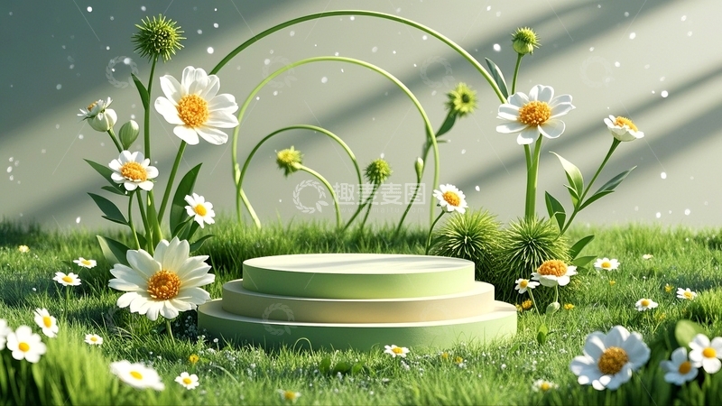 高清大图下载【趣麦麦图】绿色自然展台背景2