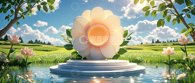 高清大图下载【趣麦麦图】绿色自然展台背景19