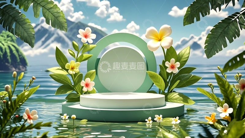 高清大图下载【趣麦麦图】绿色自然展台背景15