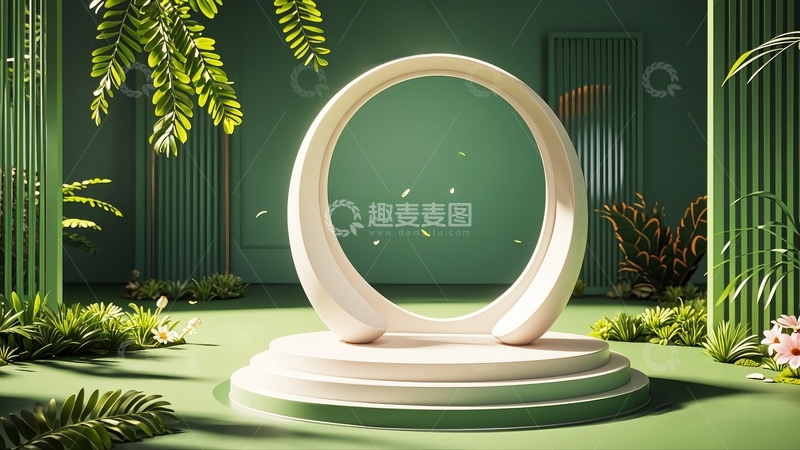 高清大图下载【趣麦麦图】绿色自然展台背景25